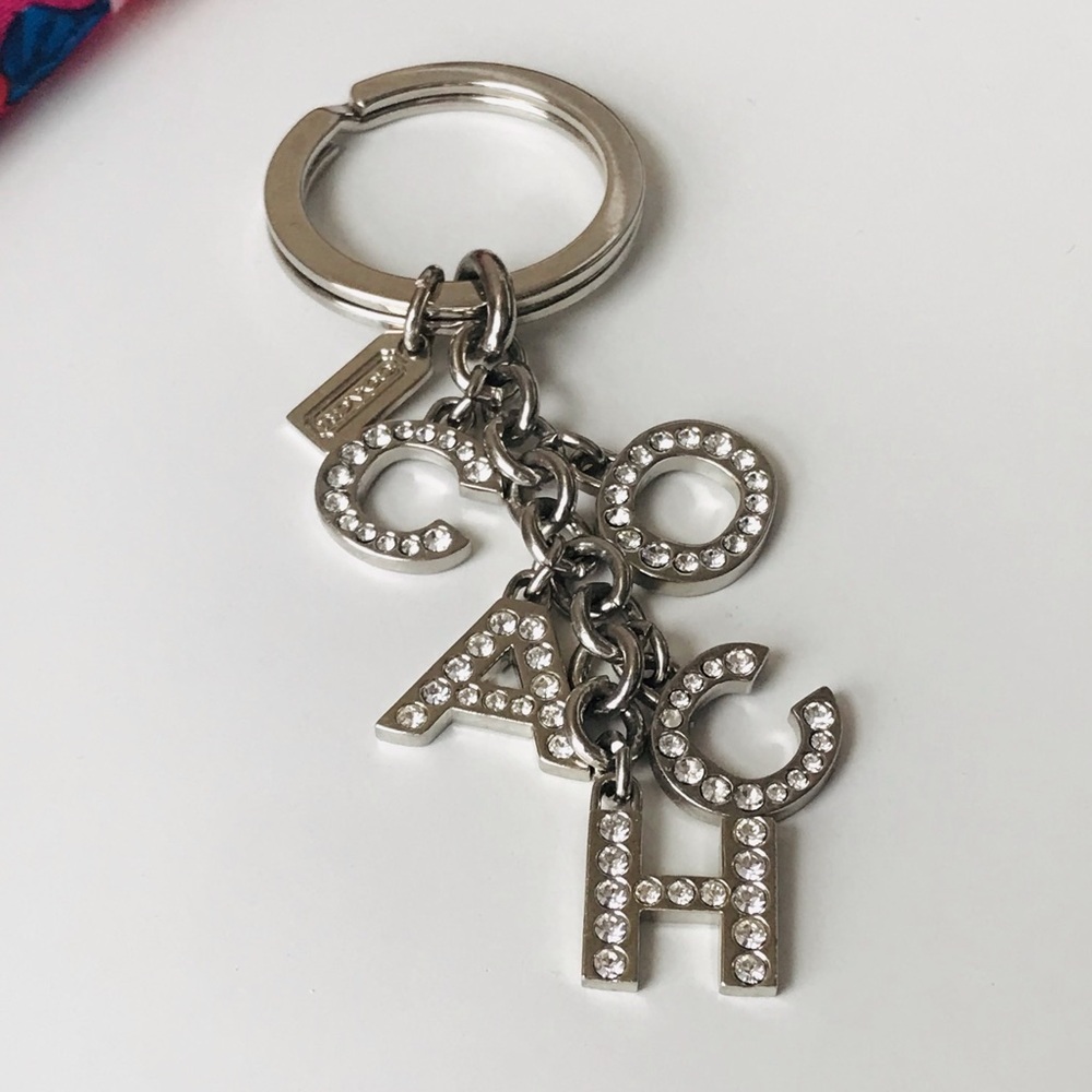 Coach Silver Crystal 'COACH' Letter Keychain - Picture 5 of 10